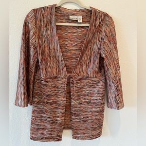 Chico’s Metallic Woven Tie-Up Cardigan (Size 1)